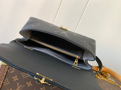 lv madeleine 30 in black mix white monogram calfskin embossed logo - image 7