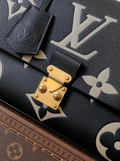 lv madeleine 30 in black mix white monogram calfskin embossed logo - image 8