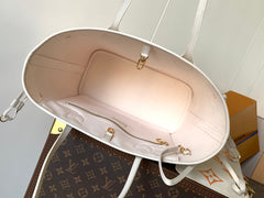 lv neverfull mm tote bag 32 in white mix orange calfskin - image 2