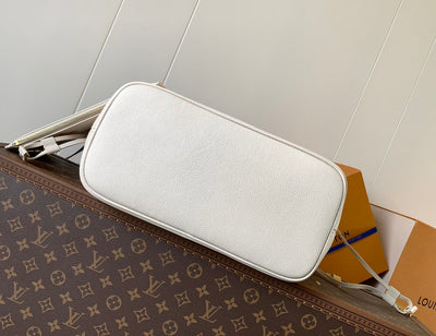 lv neverfull mm tote bag 32 in white mix orange calfskin - image 4