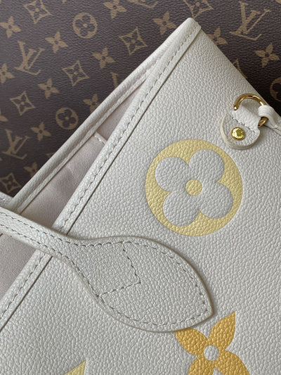lv neverfull mm tote bag 32 in white mix orange calfskin - image 5