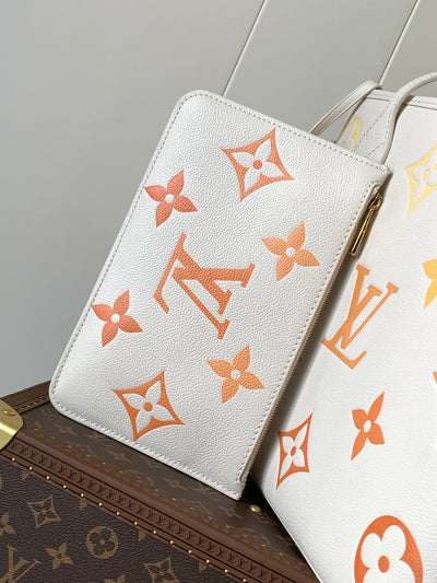 lv neverfull mm tote bag 32 in white mix orange calfskin - image 9