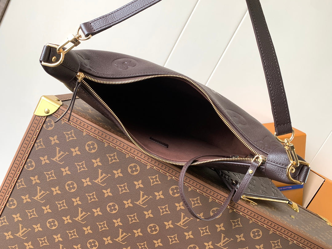 lv loop hobo 38 in dark brown monogram calfskin embossed logo - image 8