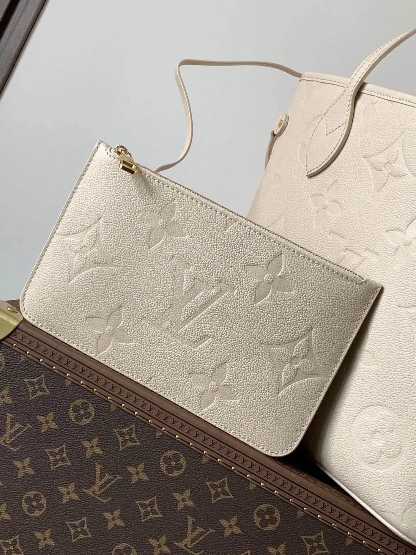 lv neverfull 32 light beige monogram empreinte leather - image 8