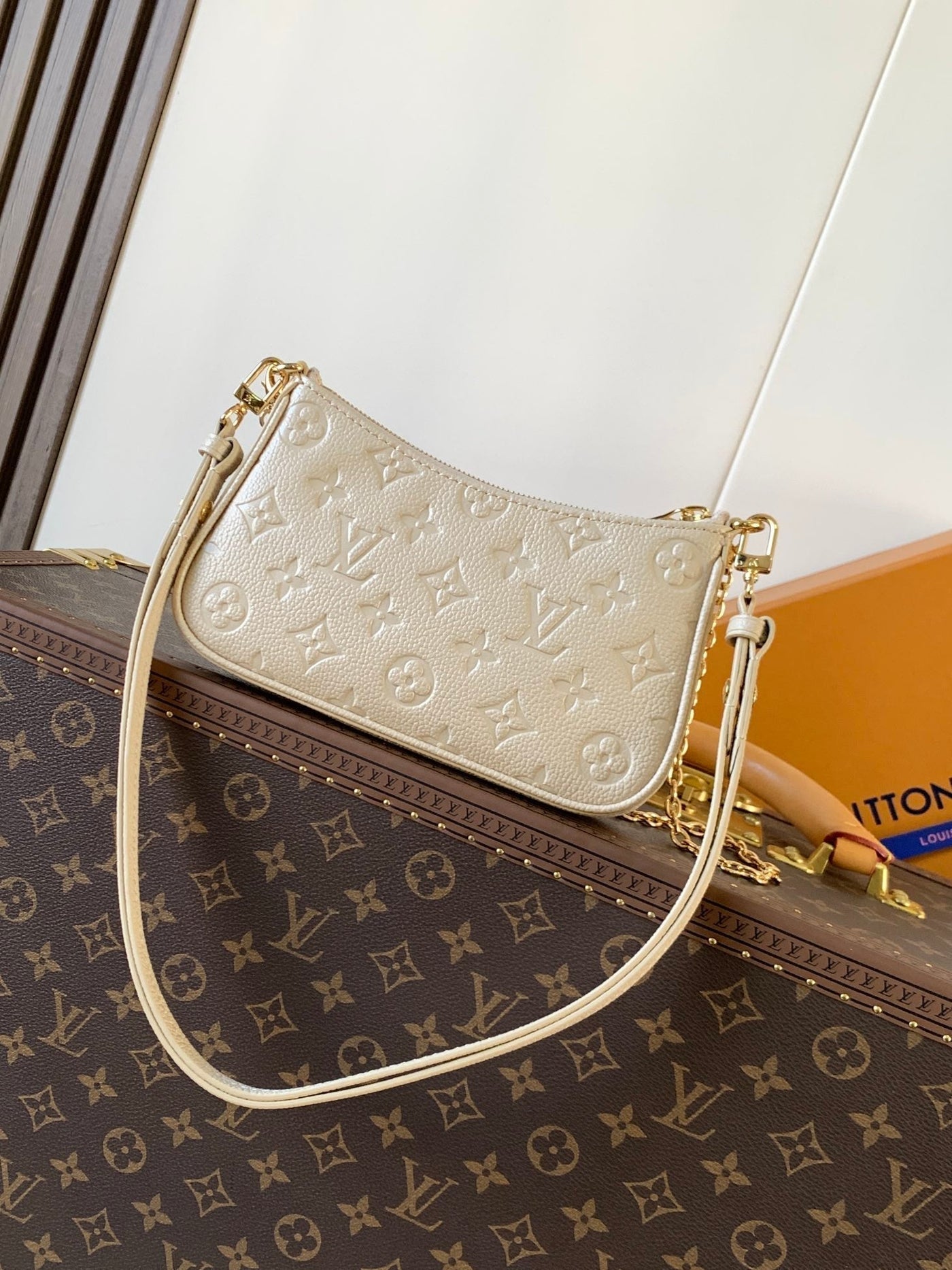 lv easy pouch on strap 19 in beige monogram empreinte leather - image 3