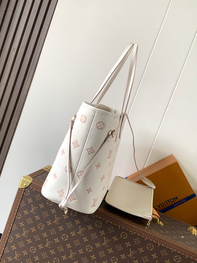 lv neverfull mm tote bag 32 in white mix pink calfskin - image 8