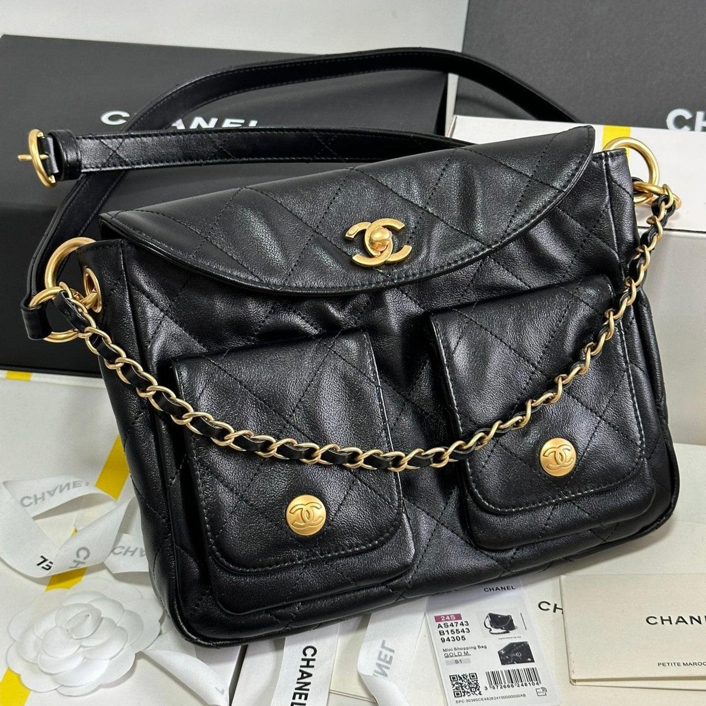SMALL HIPPIE HOBO POSTMAN BAG 25 IN BLACK CALFSKIN GOLD HARDWARE - Image 3