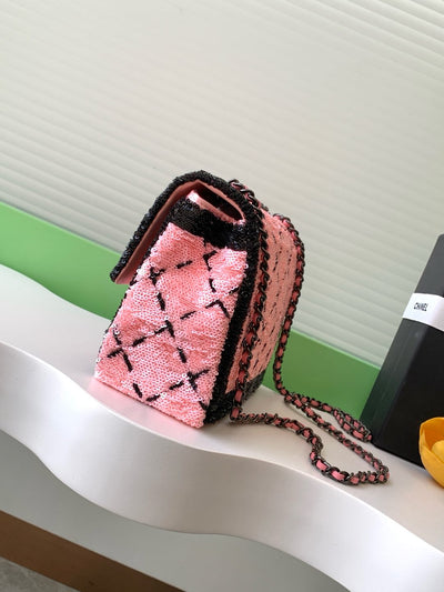 CLASSIC FLAP BAG 21 IN BLACK PINK SEQUINS RUTHENIUM HARDWARE - Image 11